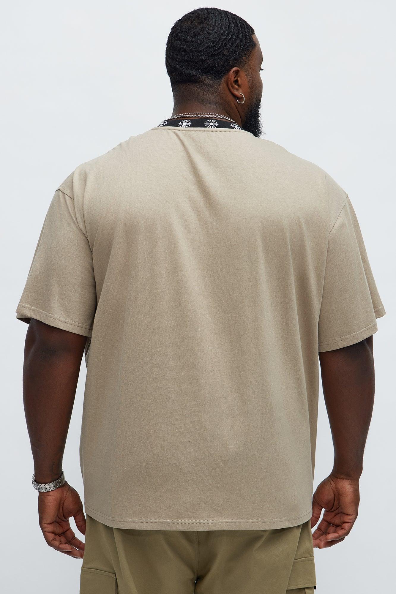 Short Sleeve Cross Collar Graphic - Stone Product Image