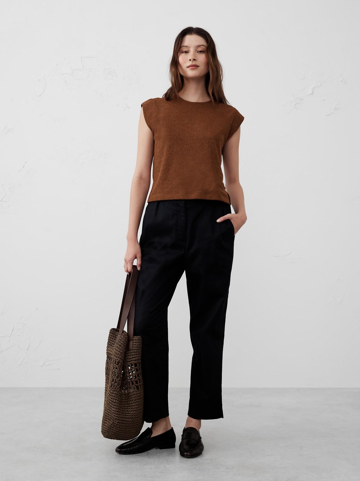 Crepe Jacquard Side-Button Top Product Image