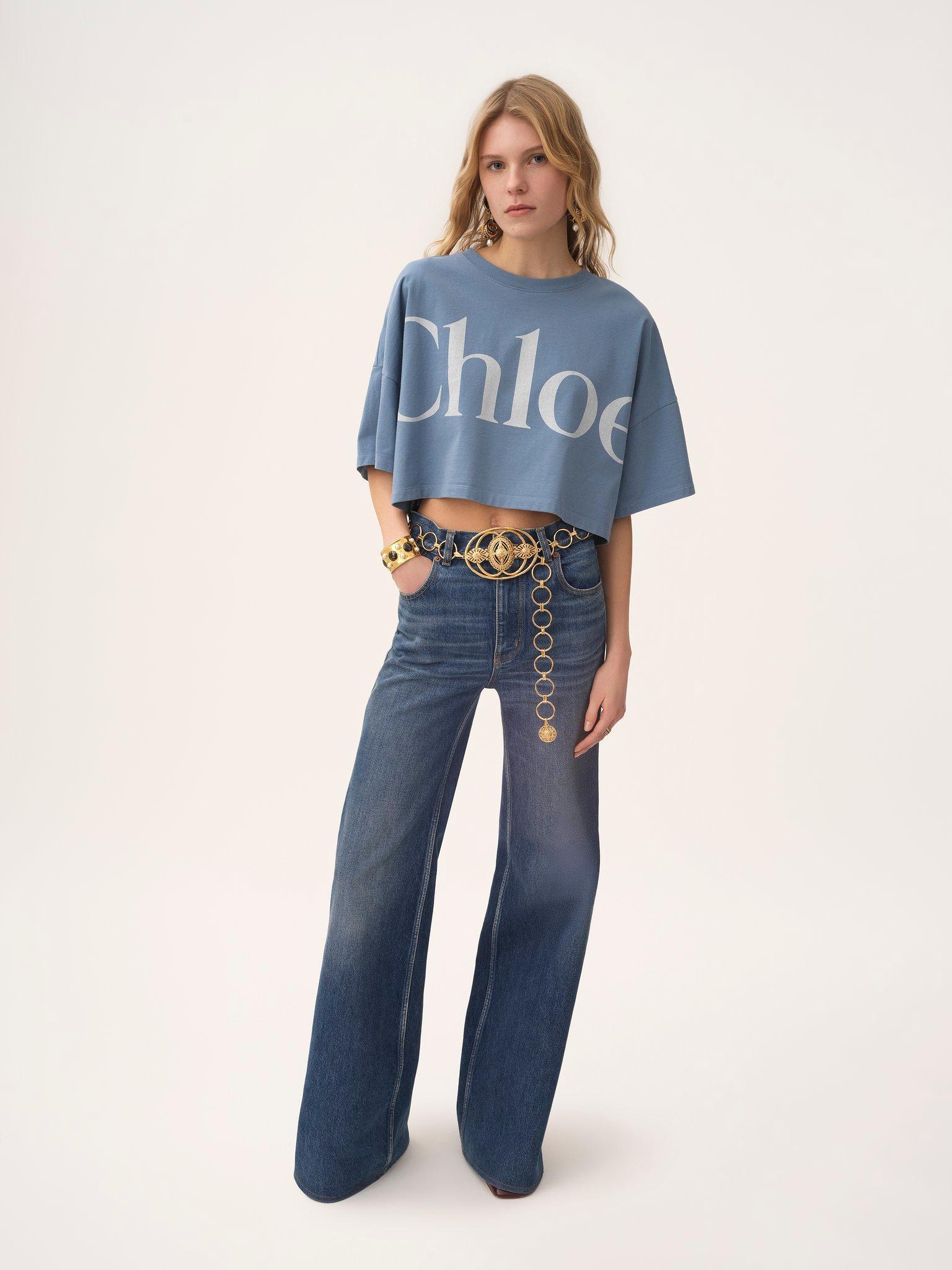 Cropped boxy logo T-shirt in cotton jersey Product Image