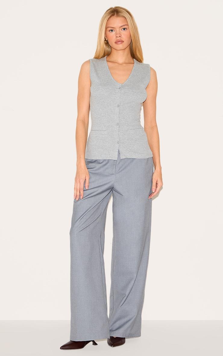 Grey Ribbed Knitted Sleeveless Vest Product Image