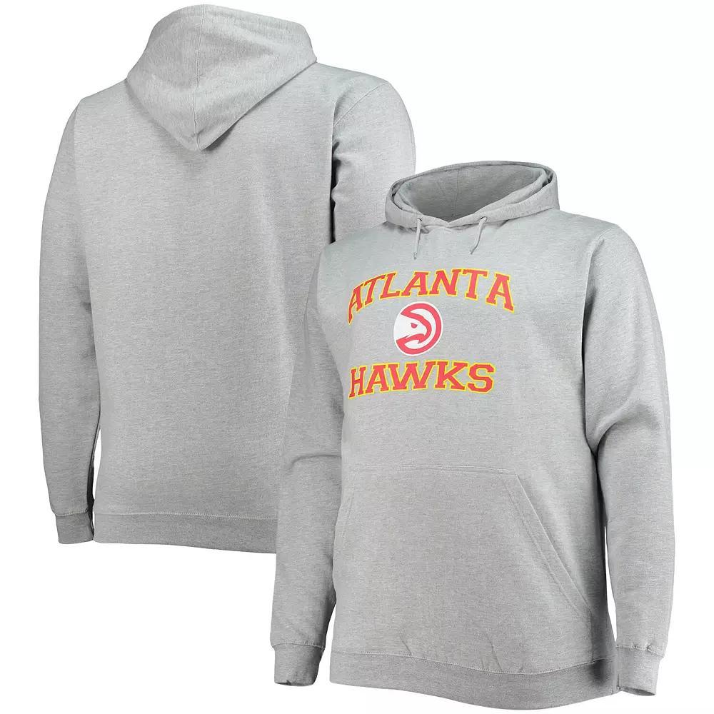 Men's Heathered Gray Atlanta Hawks Big & Tall Heart & Soul Pullover Hoodie, Size: 2XB, Grey Product Image