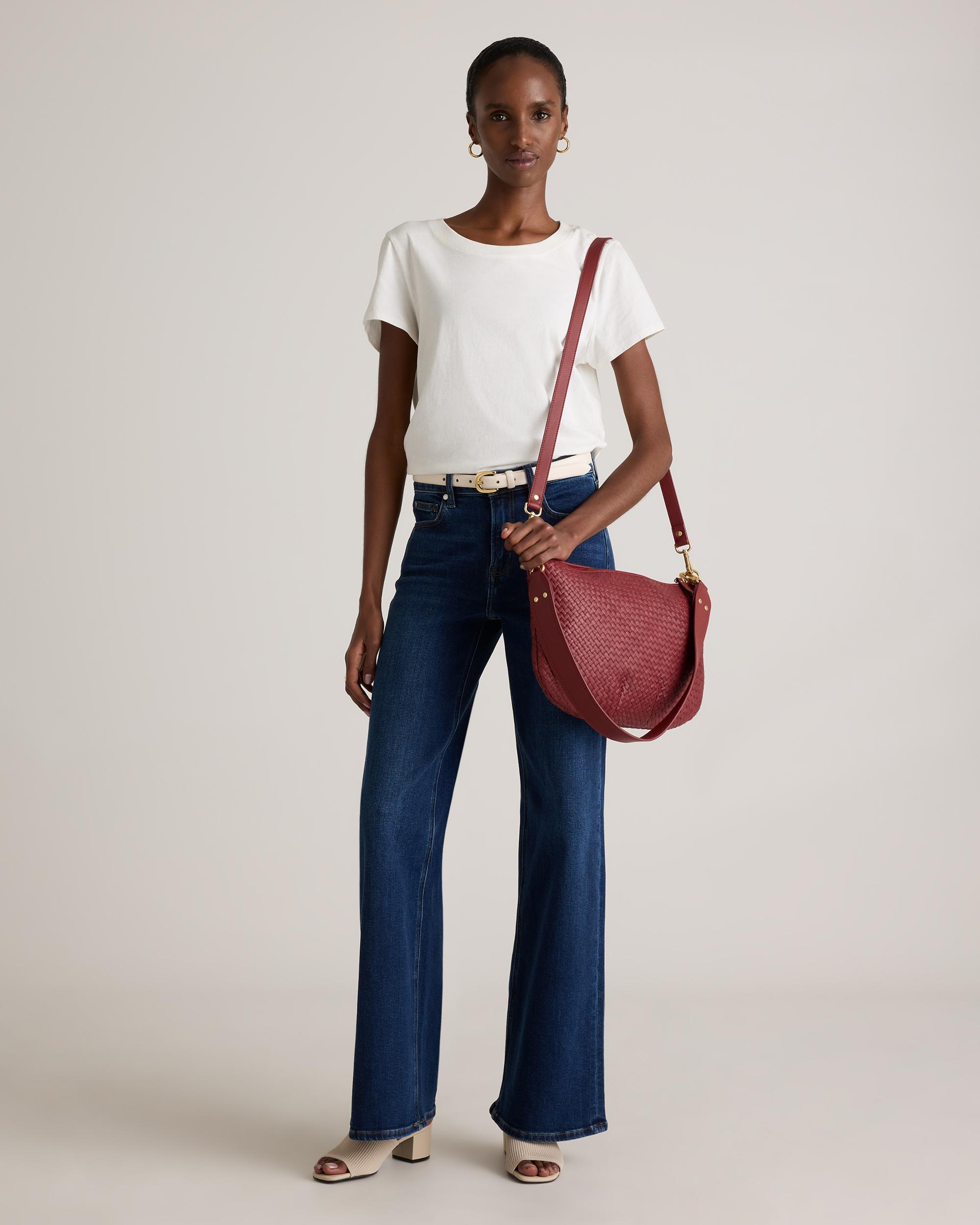 Quince | Women's Italian Leather Convertible Crescent Handwoven Shoulder Bag Product Image