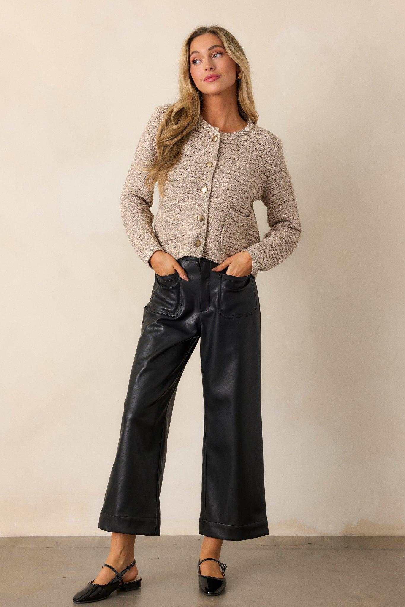 Chasing You Light Mocha Knit Button Front Cardigan Product Image