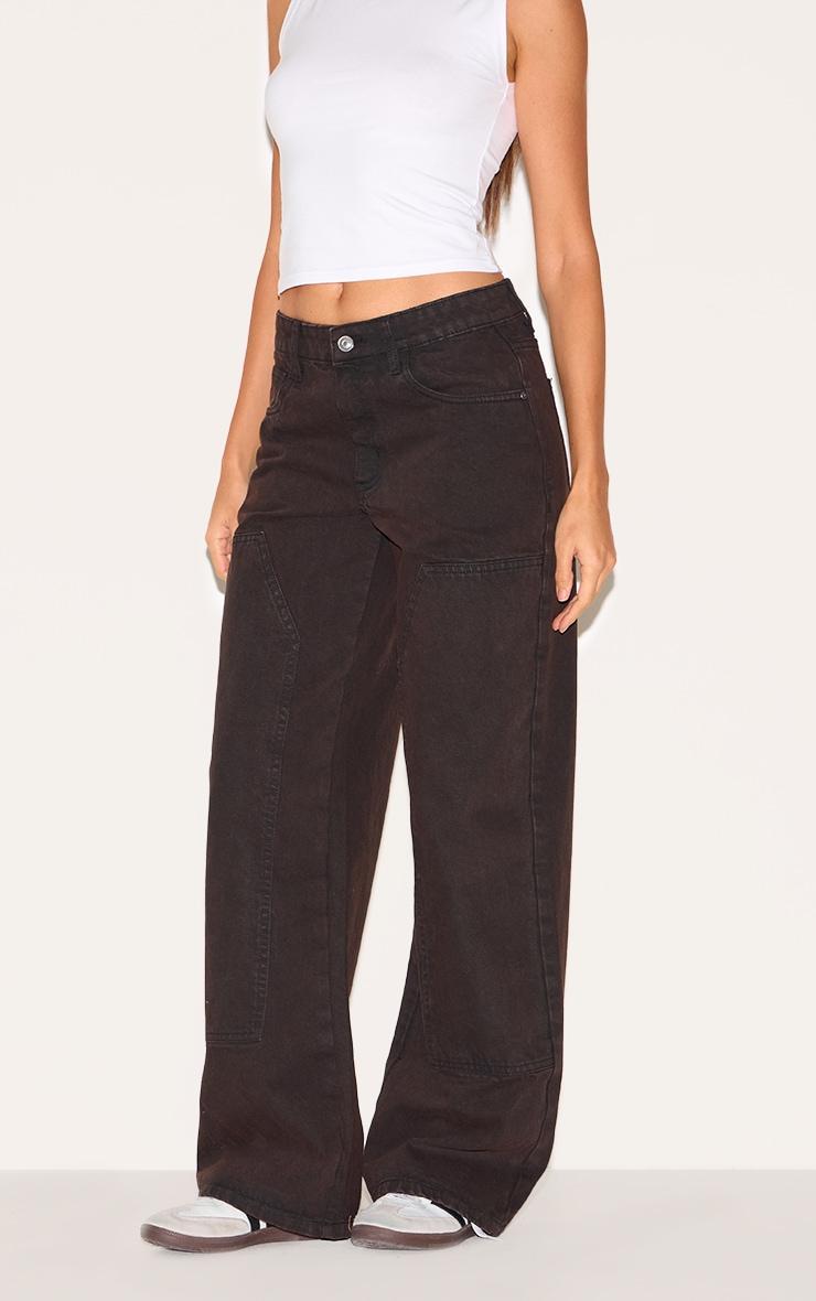 Dark Chocolate Carpenter Style Cargo Pocket Jeans Product Image