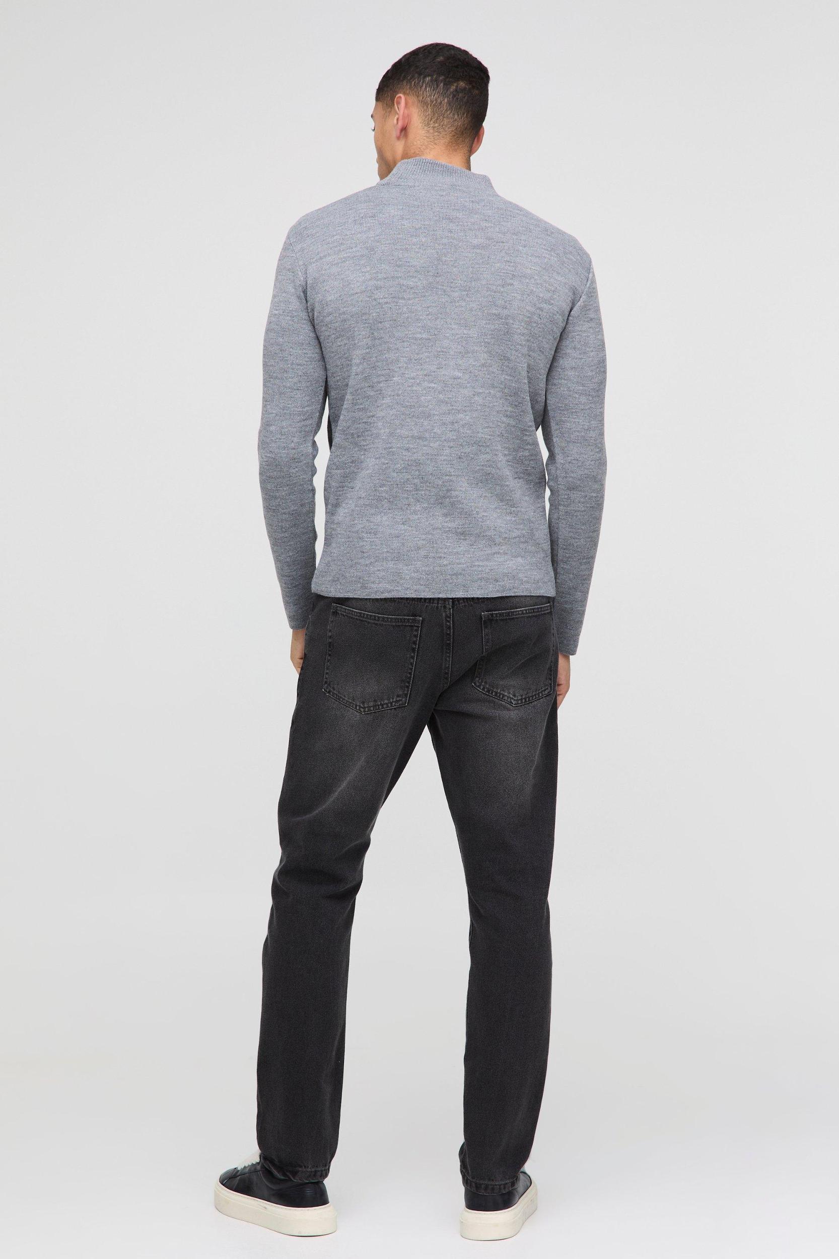 Muscle Fit Extended Neck Plated Face Graphic Knitted Sweater | boohooMAN USA Product Image