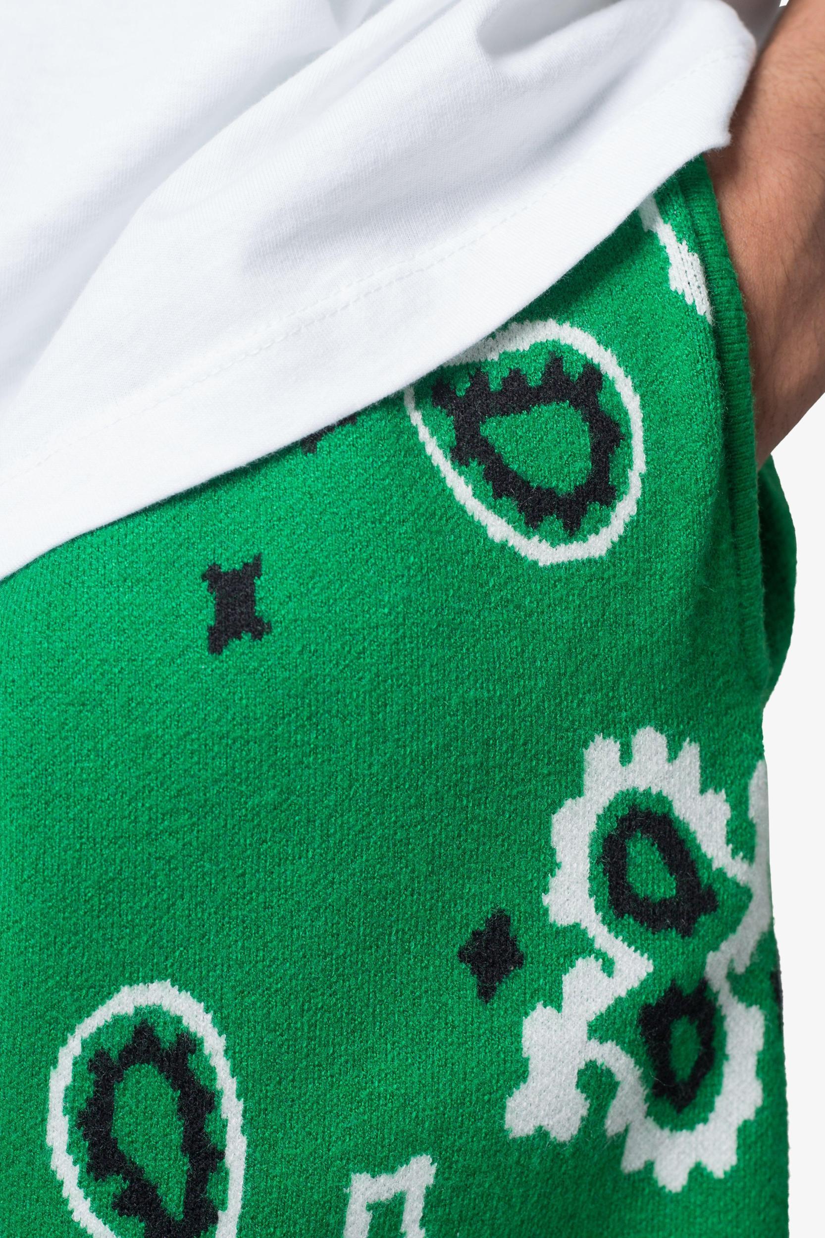 Paisley Knit Shorts - Green Product Image
