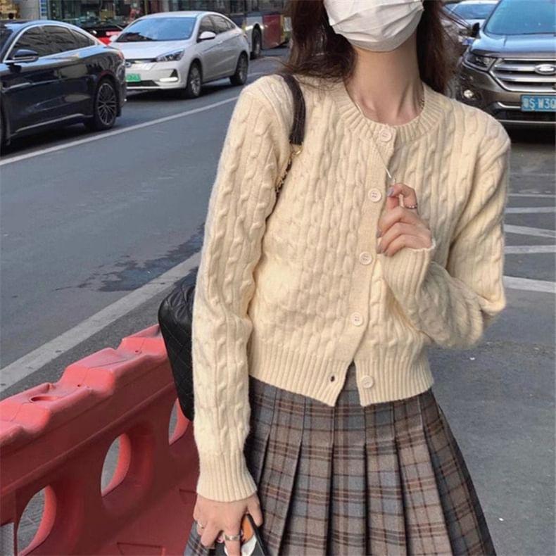 Plain Button-Up Cardigan Product Image