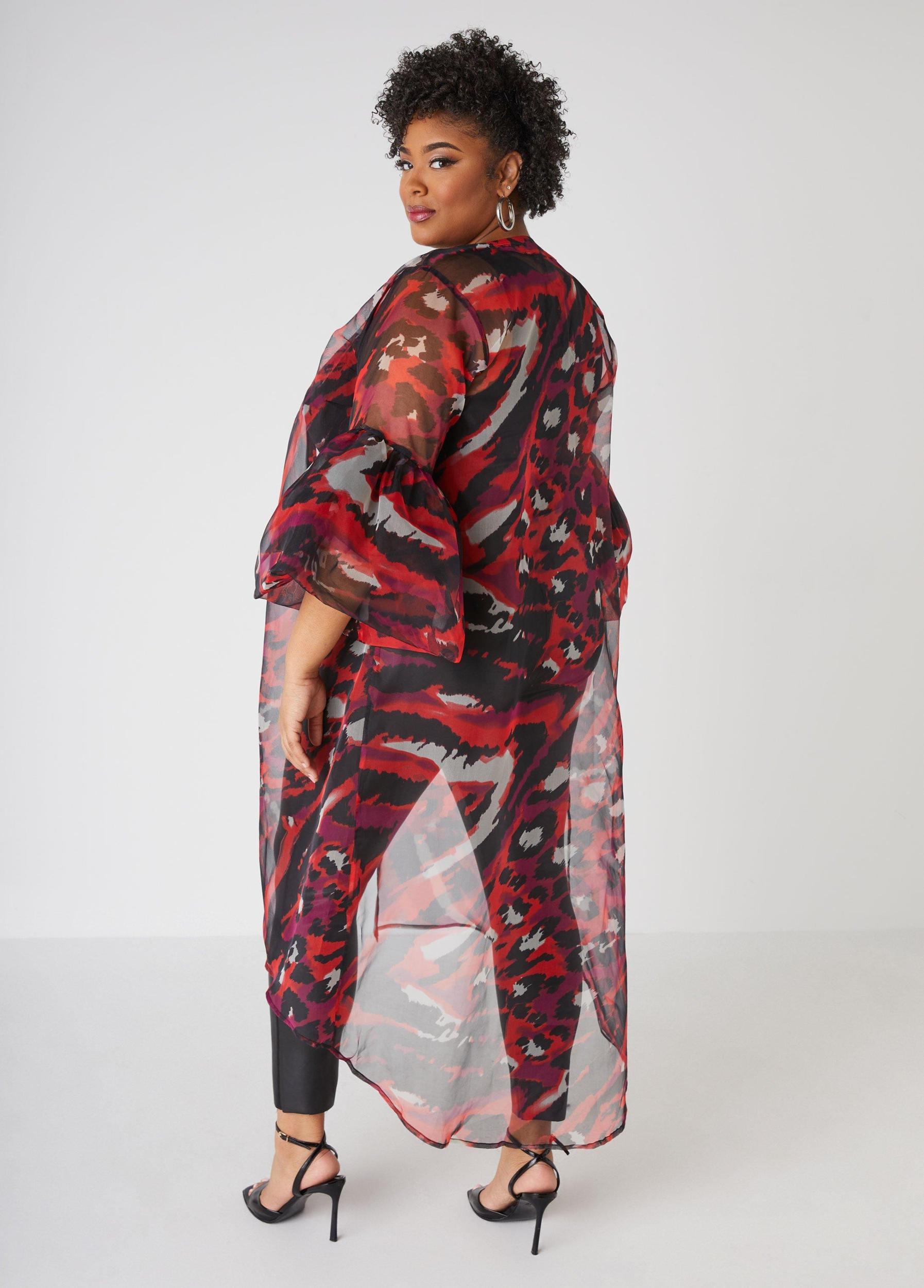 Plus Size Animal Print Organza Duster Ashley Stewart Product Image