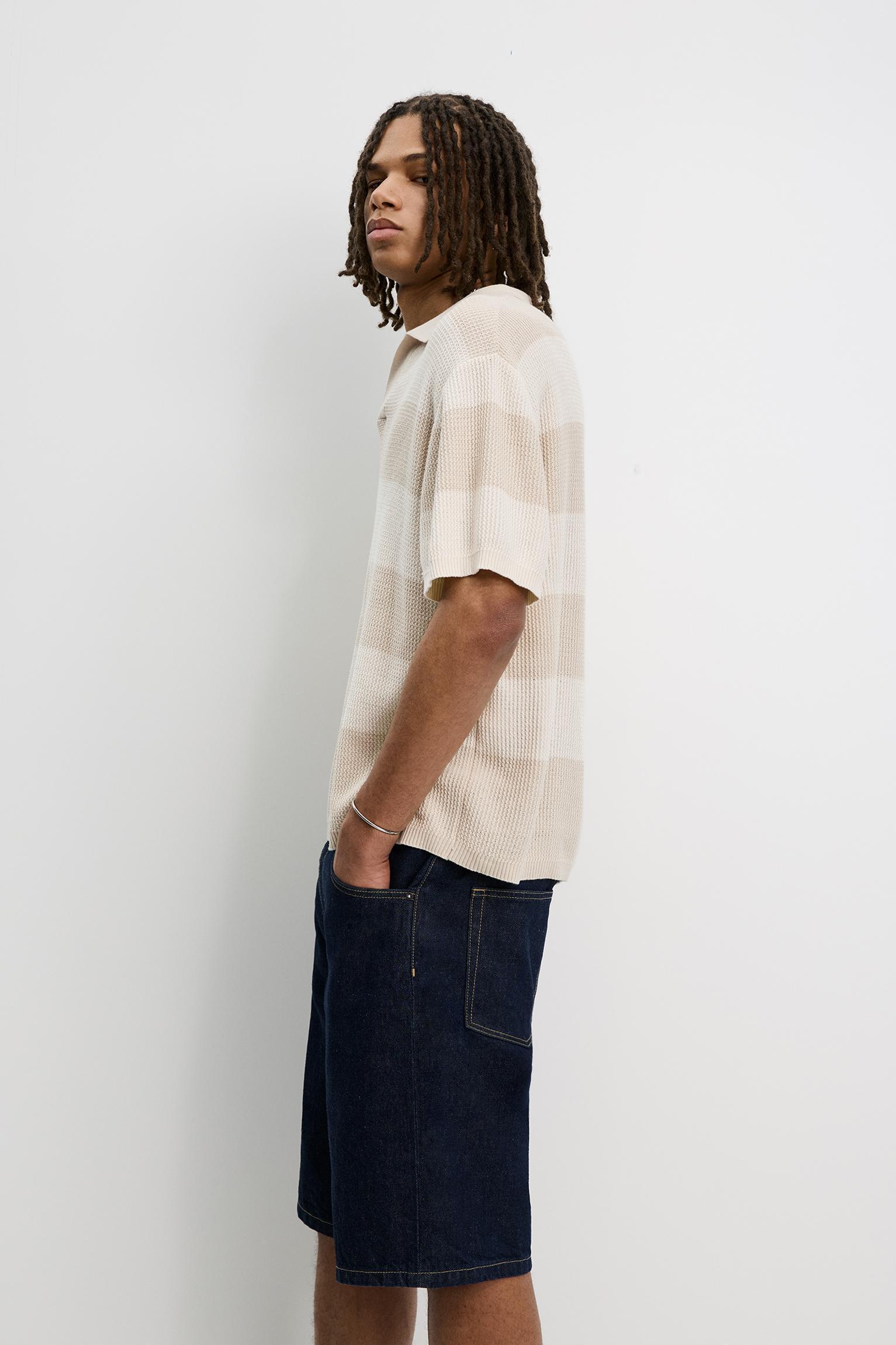 Textured striped polo shirt Product Image