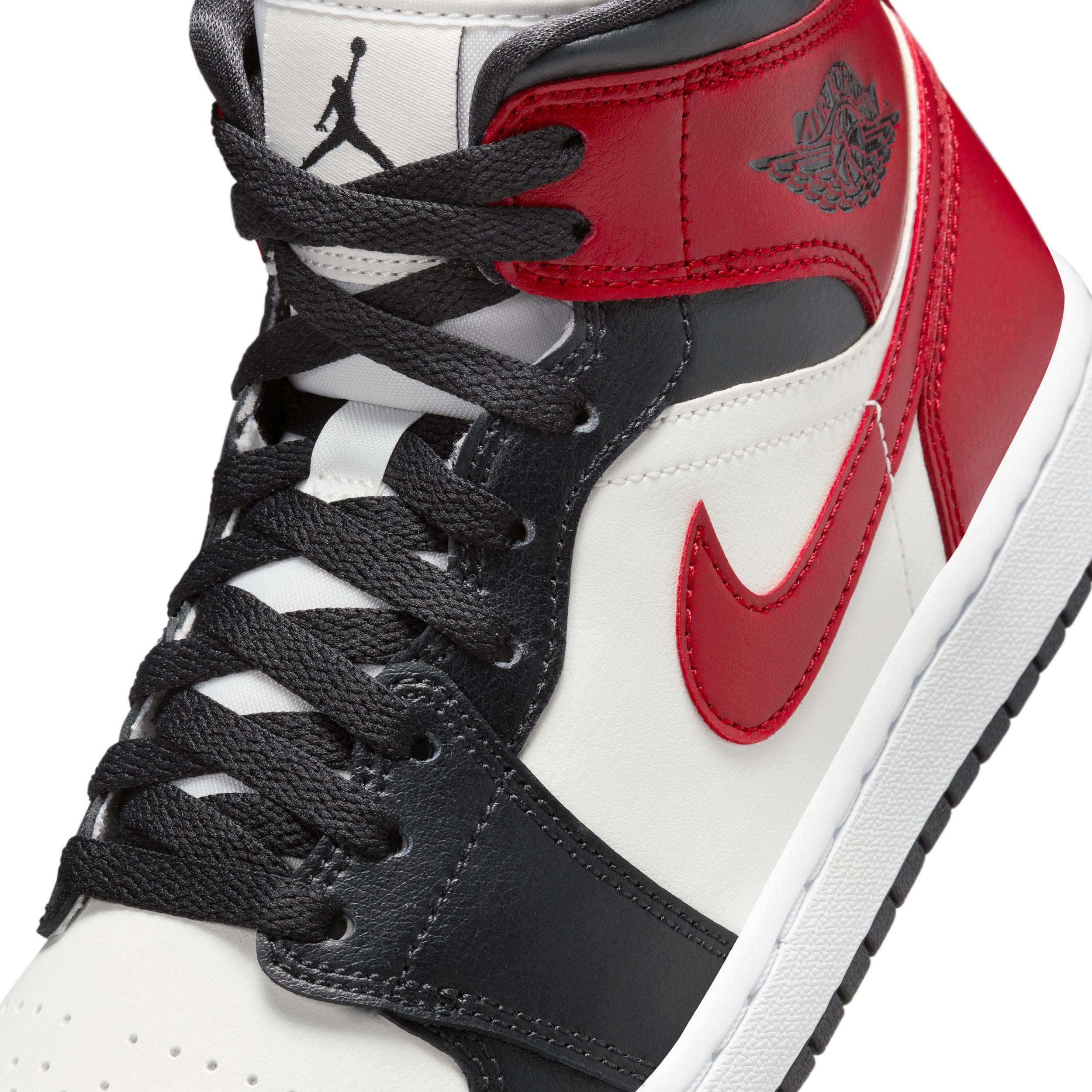 Jordan Womens Air Retro 1 Mid Casual Shoes in Sail/Gym Red/Off Noir Product Image