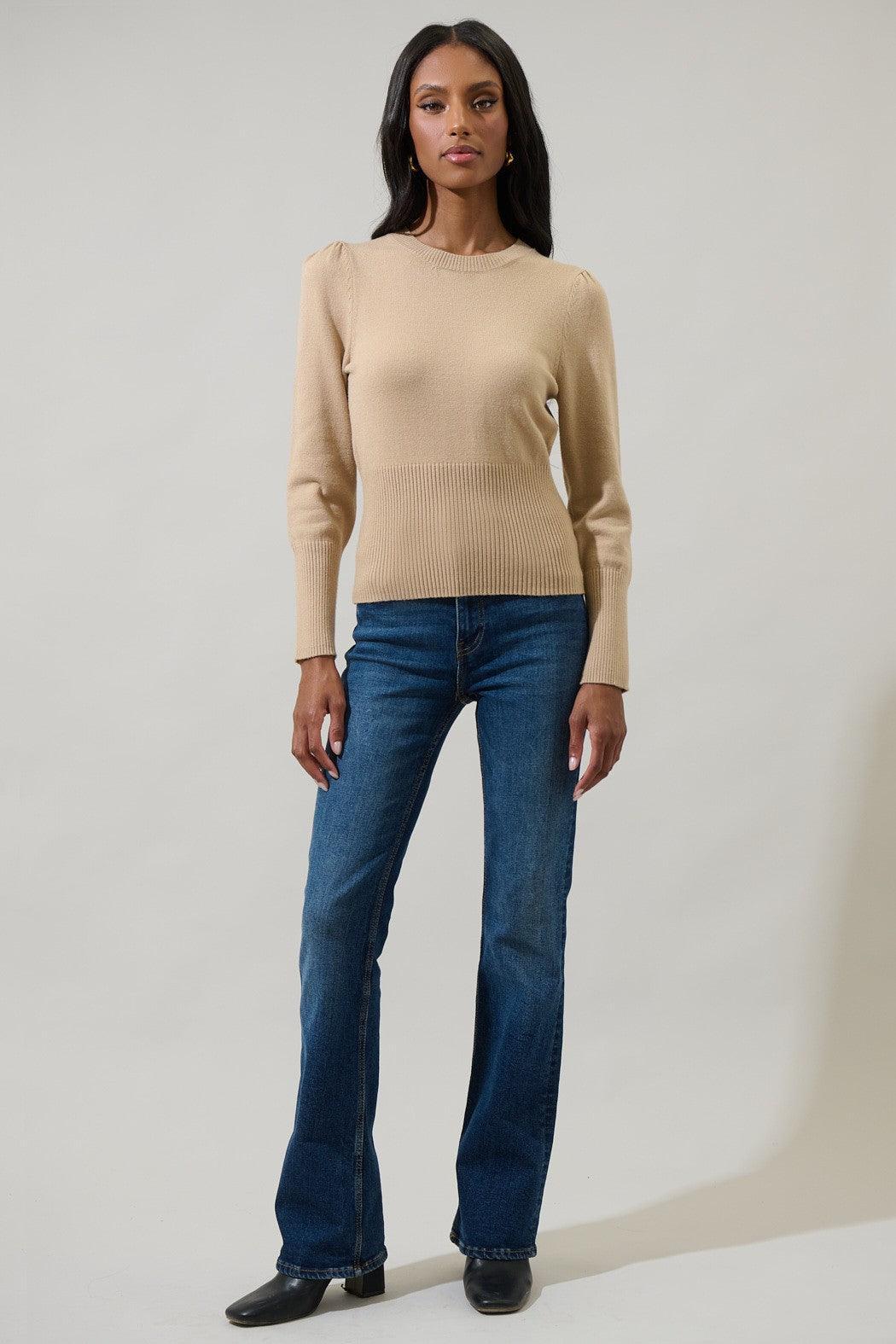 Sierra Puff Sleeve Ribbed Sweater Product Image