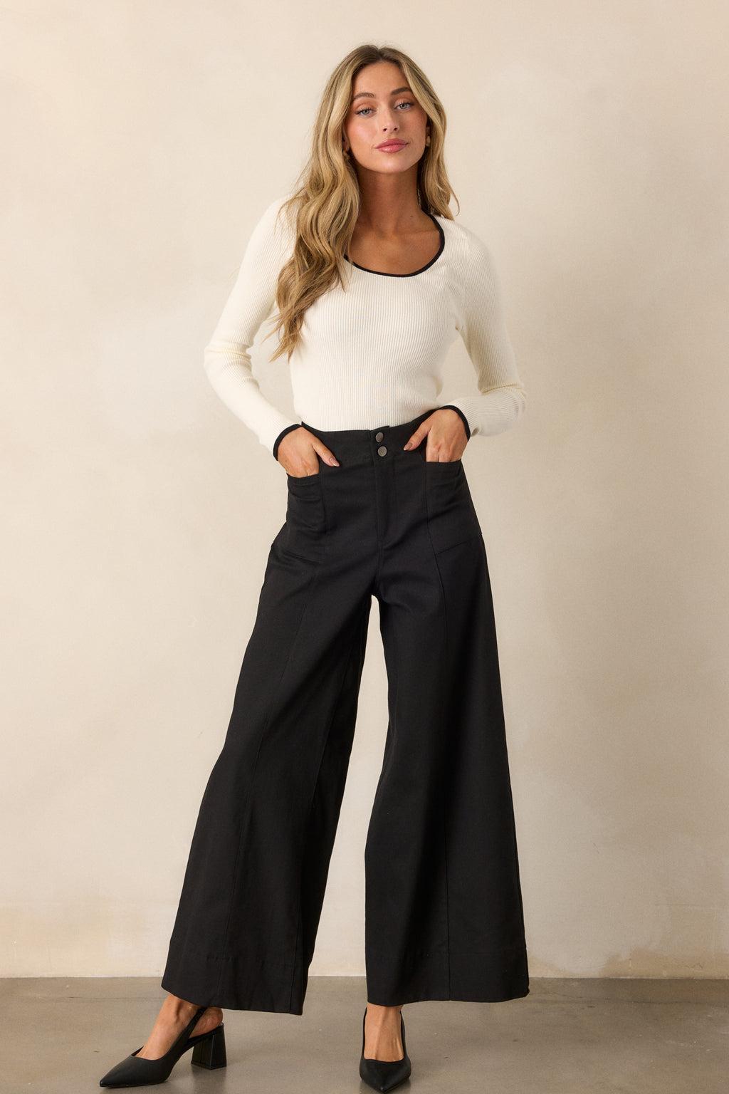 Daylight Glimmer Black Wide Leg Pants Product Image
