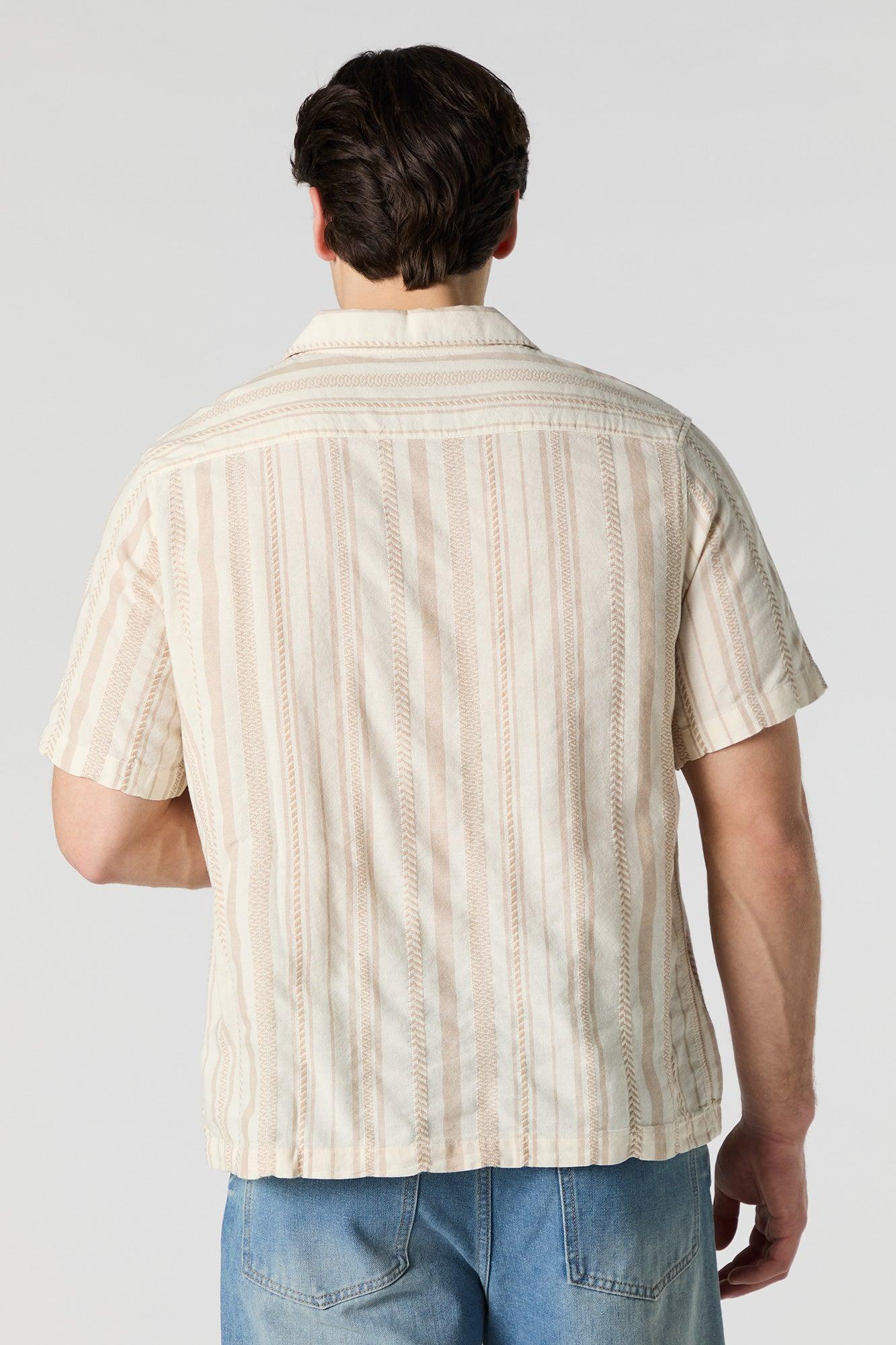 Textured Linen-Blend Button-Up Top Male Product Image