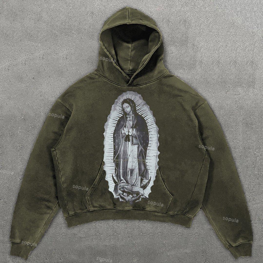 Vintage Butterfly Graphic Washed Hoodie Product Image