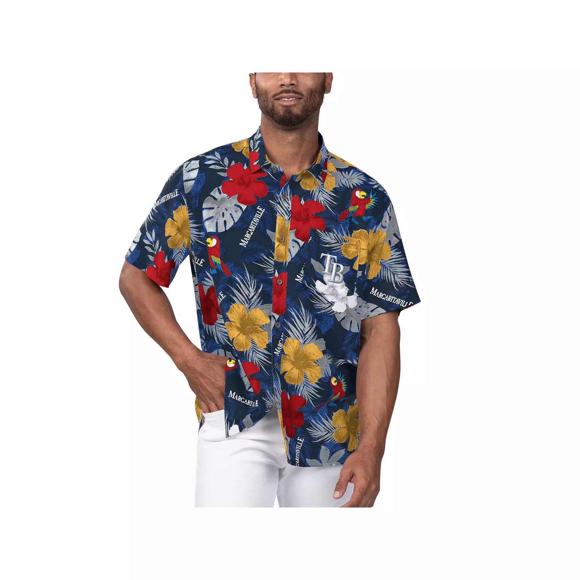 Men's Margaritaville Navy Seattle Mariners Island Life Floral Party Button-Up Shirt, Size: Large, Blue Product Image