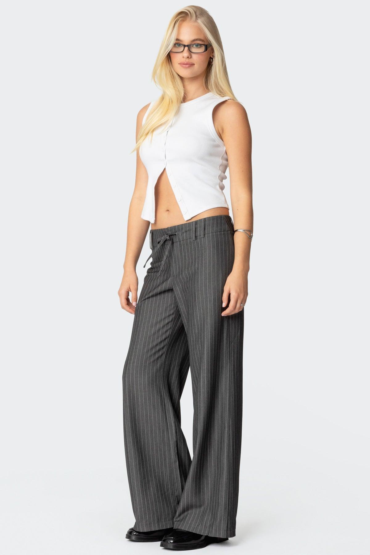 Mayla Wide Leg Pinstripe Trousers Product Image