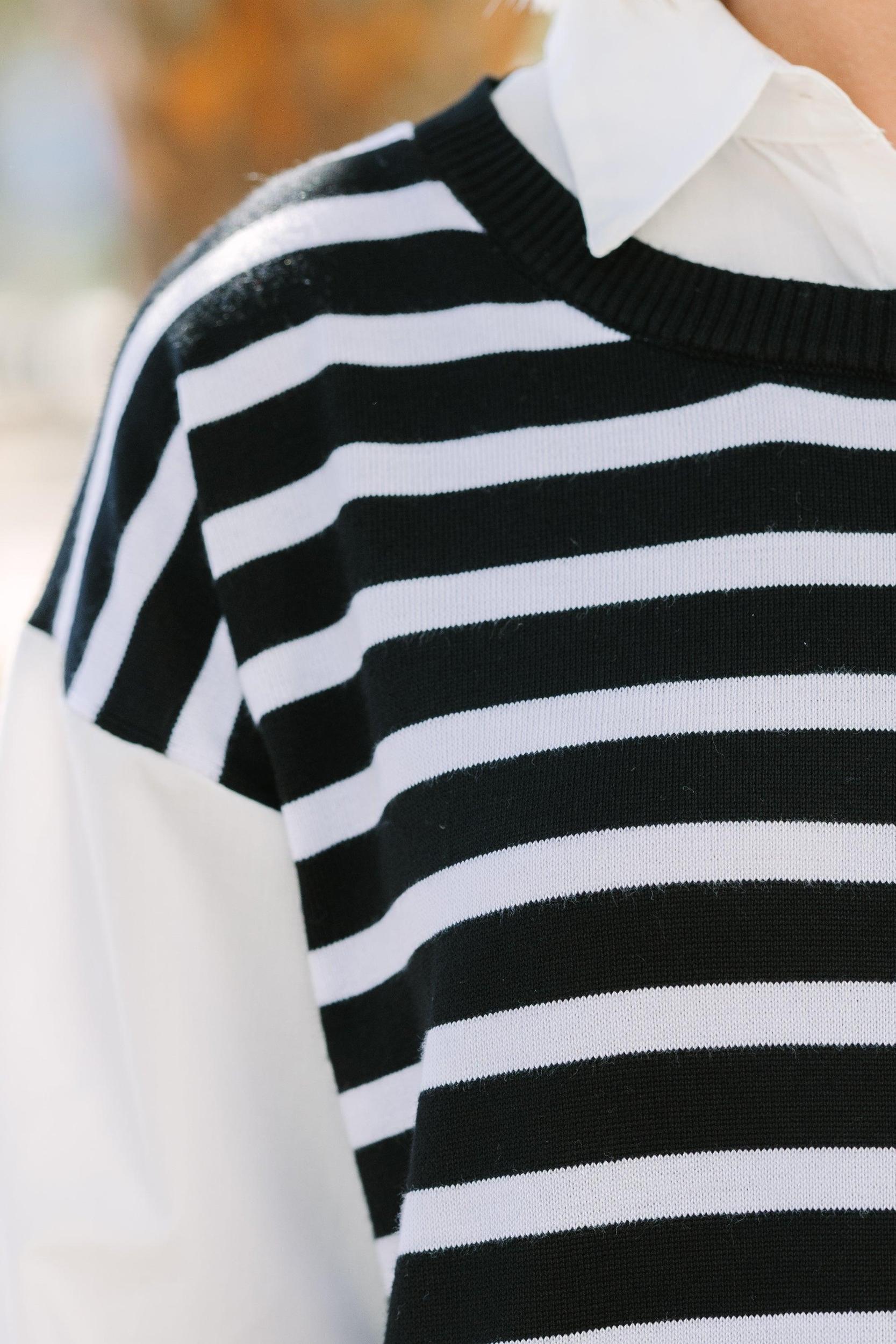 Precise Perfection Black Striped Sweater Female Product Image