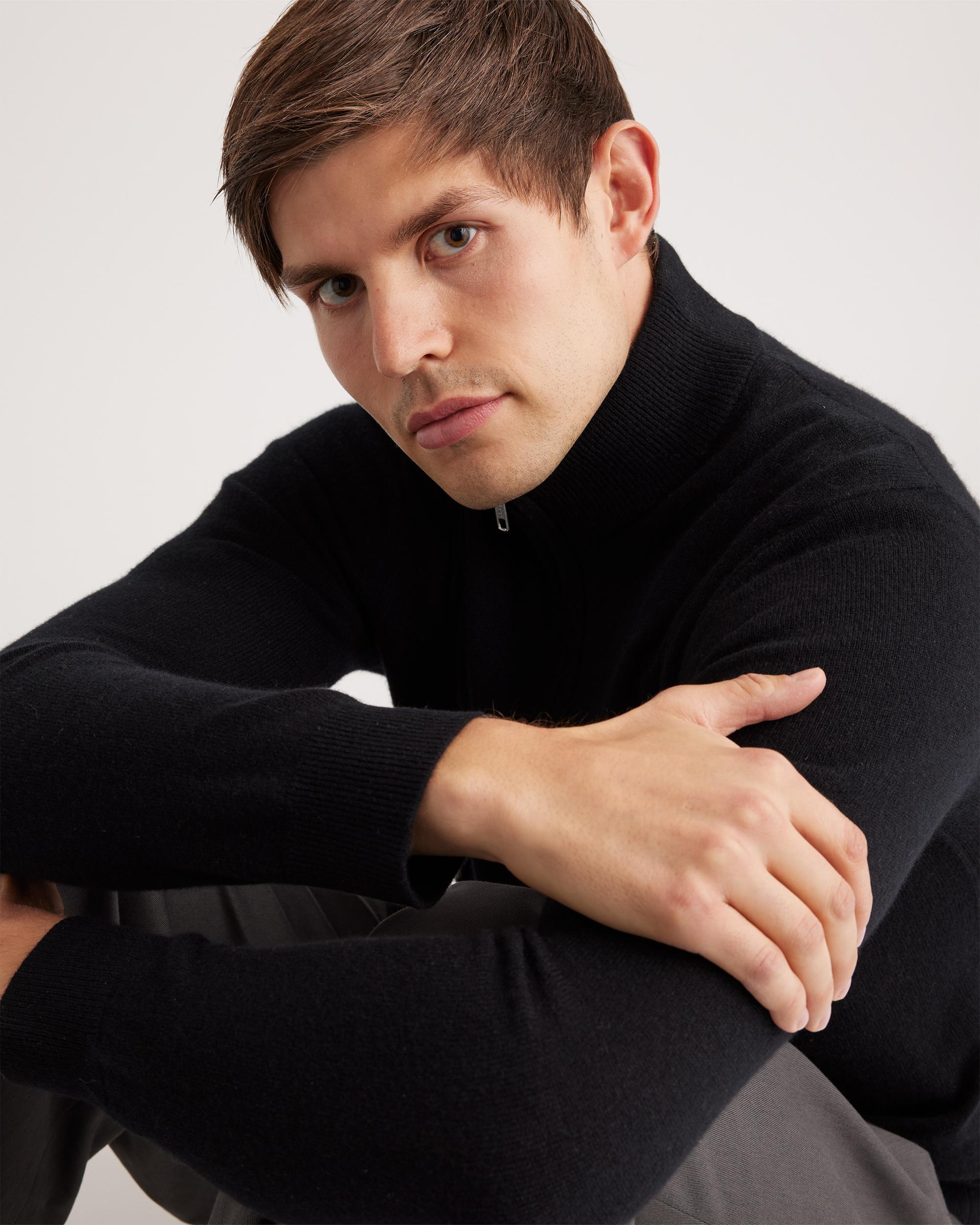 Quince | Men's Mongolian Cashmere Quarter Zip Sweater Product Image