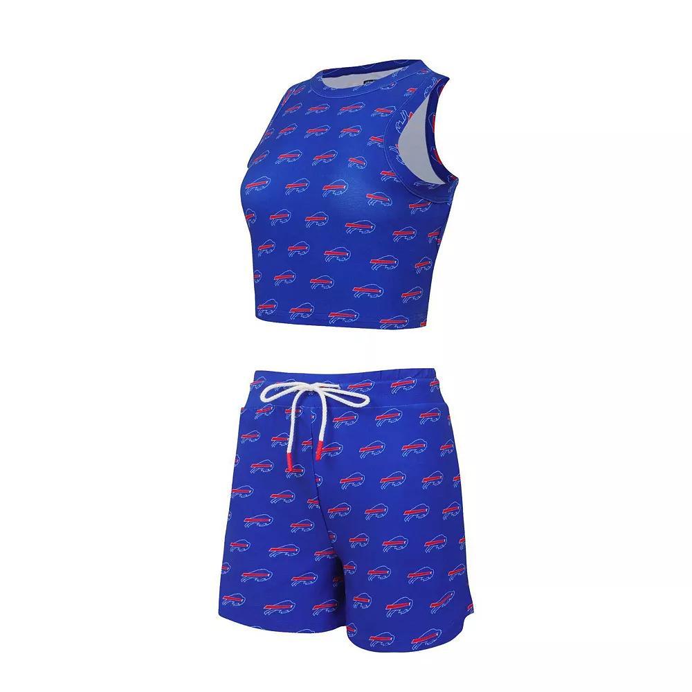 Women's Concepts Sport Buffalo Bills Gauge Allover Print Cropped Tank Top & Shorts Sleep Set, Size: Small, Blue Product Image