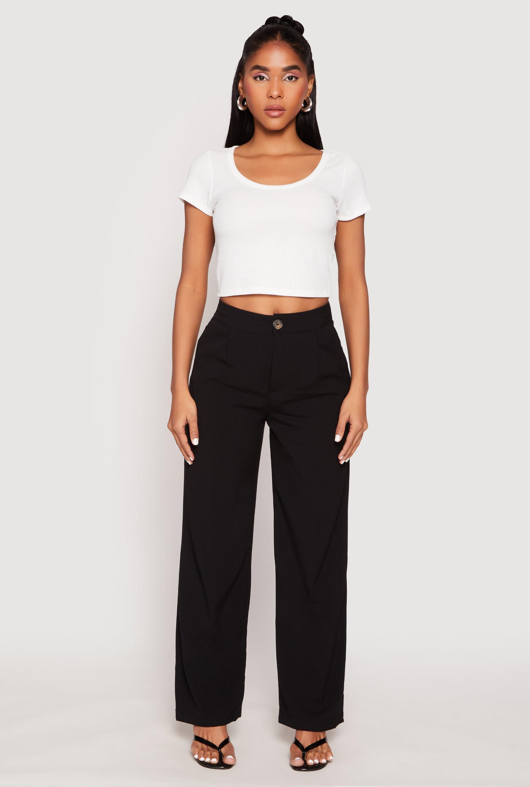 Womens Waffle Knit Short Sleeve Crop Top Product Image