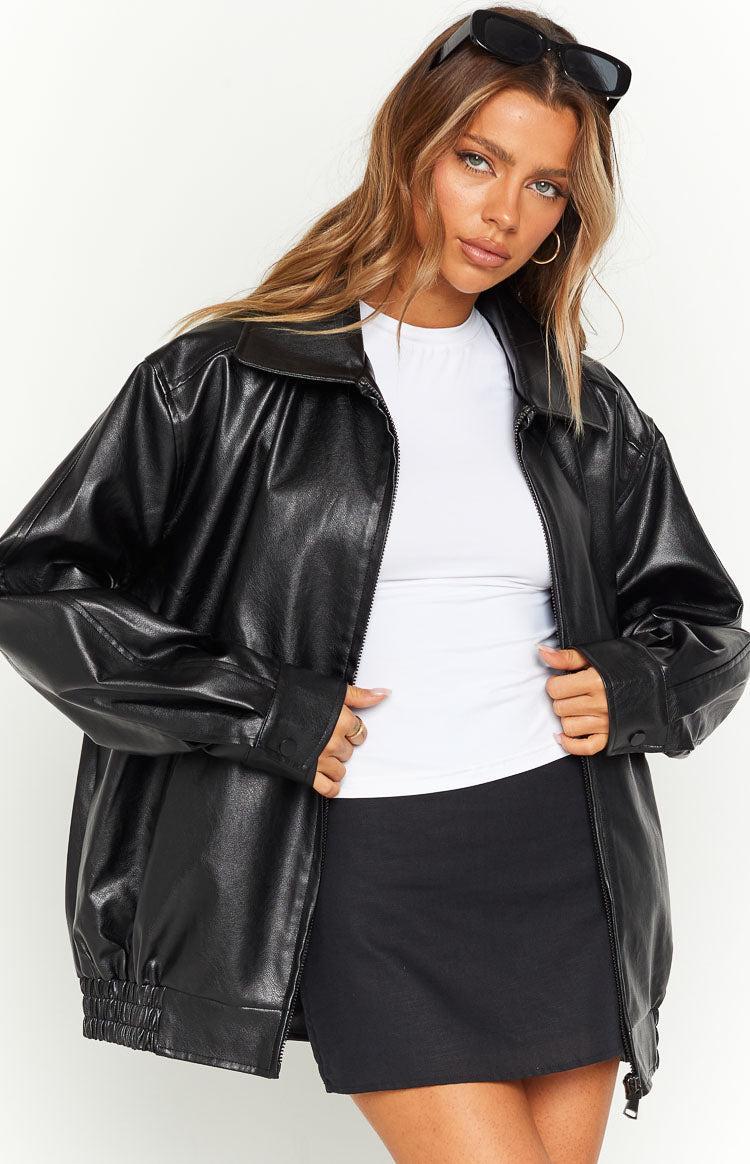 Abbi PU Black Bomber Jacket Girls Product Image