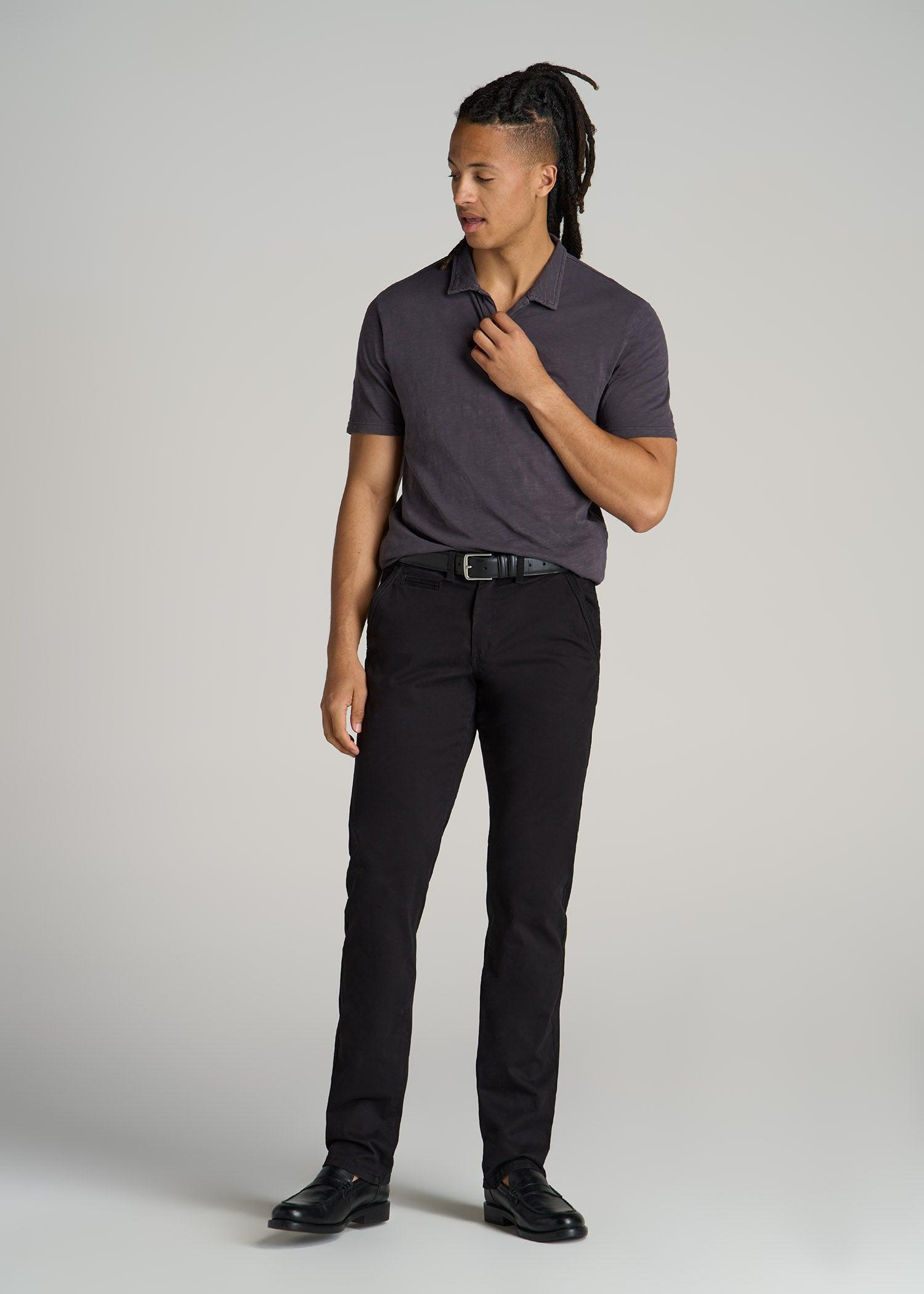 Slub Men's Tall Polo Shirt in Charcoal Male Product Image