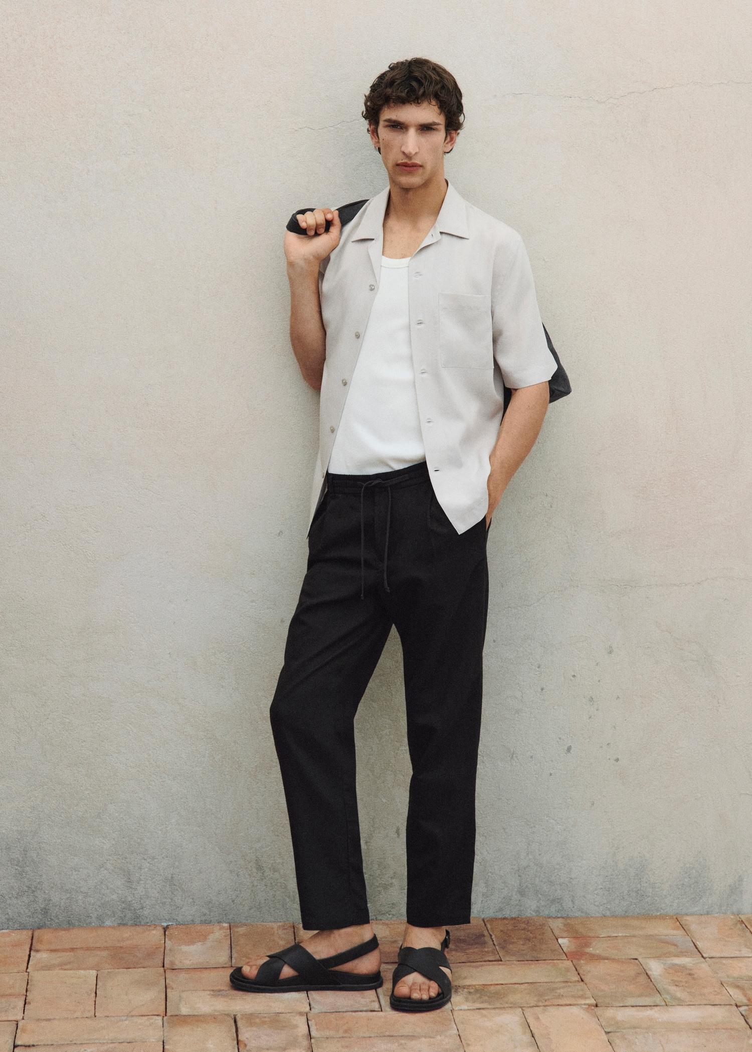 Slim-fit pants with drawstring - Men | MANGO USA Product Image