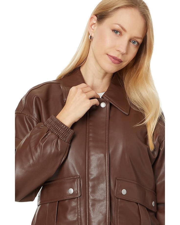 Relaxed Crop Faux Leather Moto Jacket Product Image