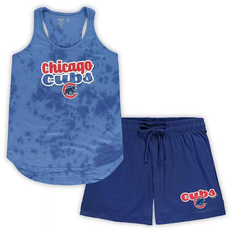 Women's Concepts Sport Royal Chicago Cubs Plus Size Cloud Tank Top & Shorts Sleep Set, Size: 1XL, Blue Product Image
