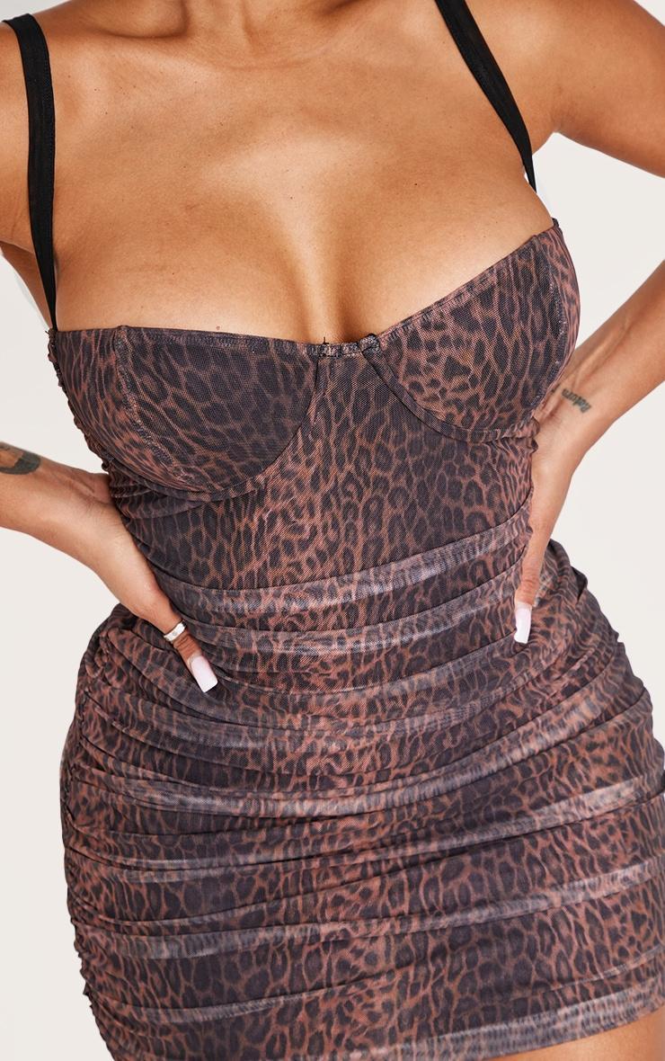 Shape Leopard Print Corset Ruched Mini Dress Product Image