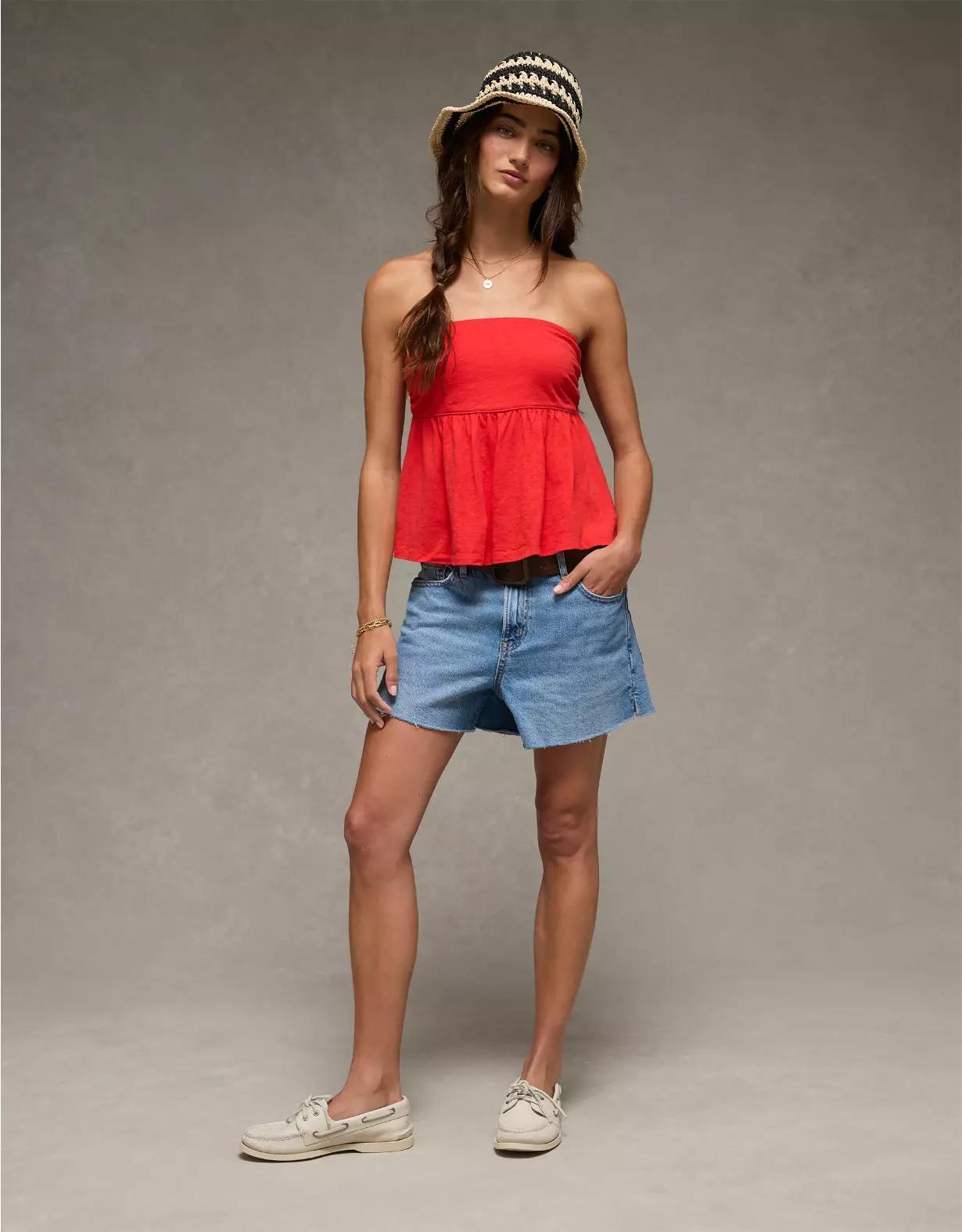 AE Sunchaser Knit Babydoll Tube Top Product Image