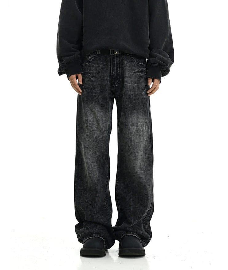 RT No. 11425 WASHED BLACK STRAIGHT DENIM JEANS Product Image