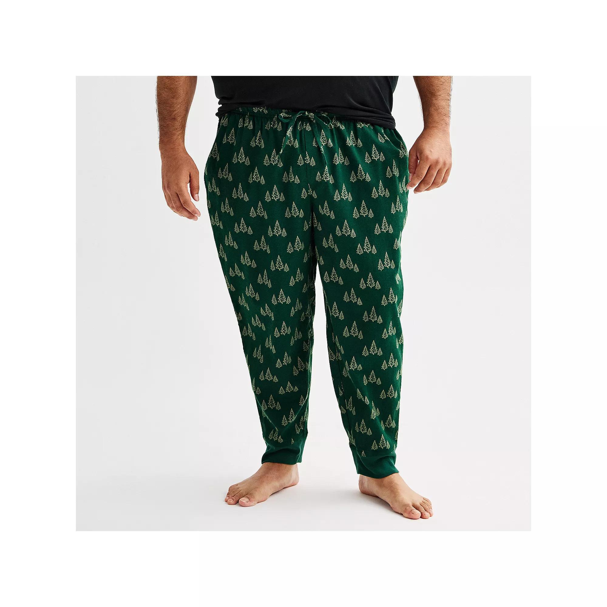 Big & Tall Sonoma Goods For Life® Flannel Banded Bottom Pajama Pants, Men's, Size: 4XB, Green Pine Print Product Image