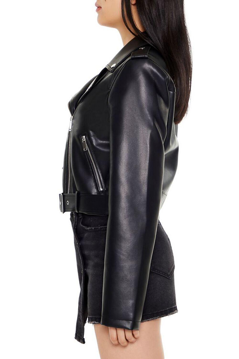 Faux Leather Cropped Moto Jacket | Forever 21 Product Image