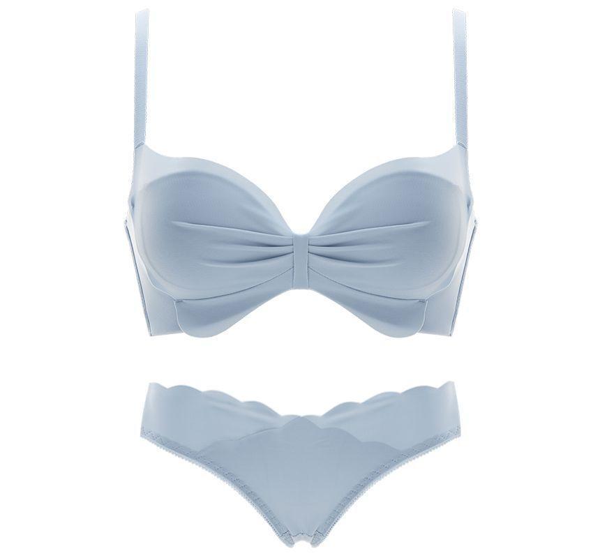 Plain Ruched Push Up Wireless Bra / Panty / Set Product Image