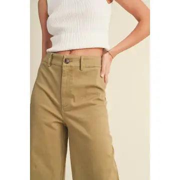 High Waist Wide Leg Cotton Pant Product Image