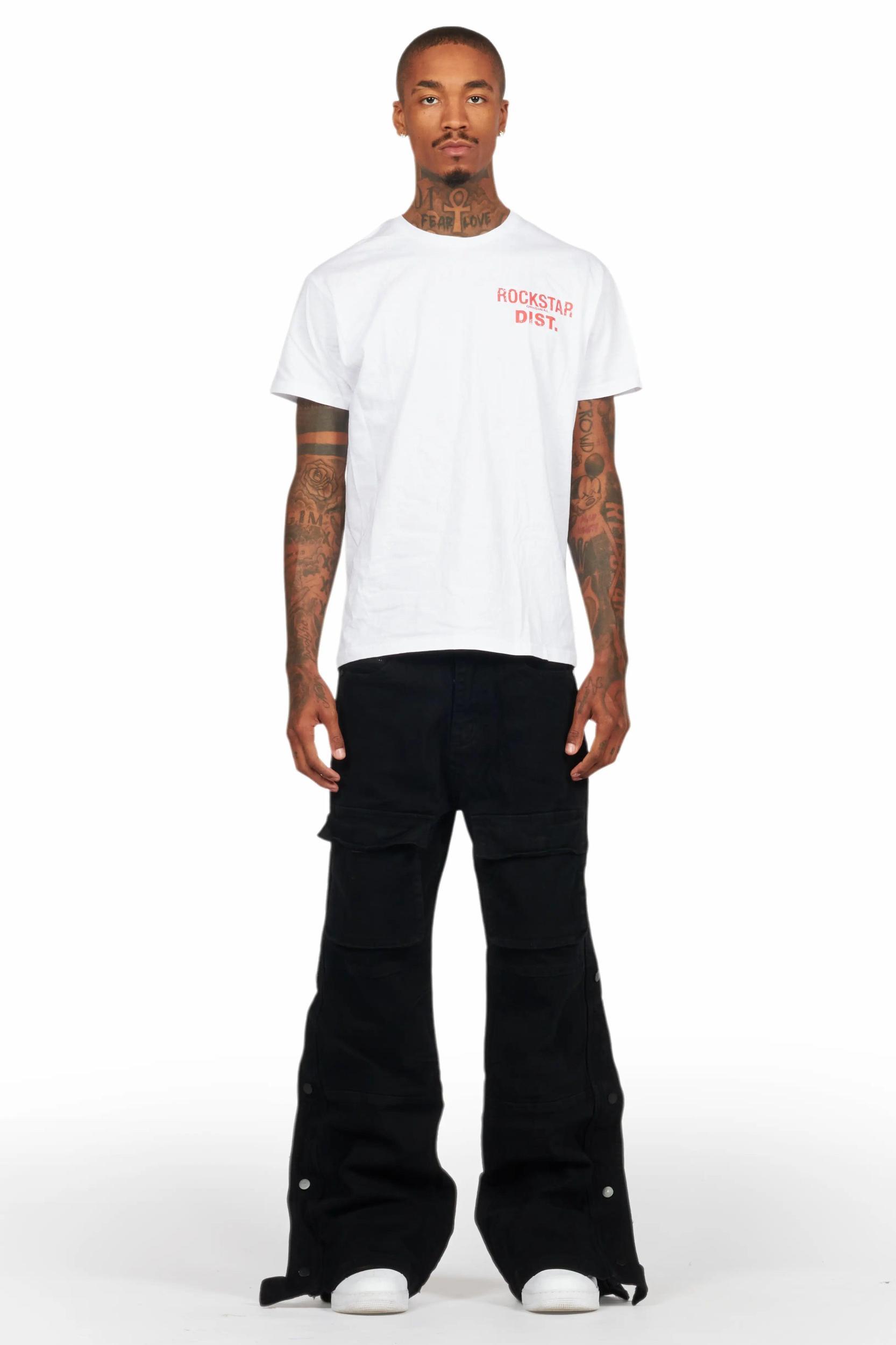 Yuri Black Stacked Cargo Flare Jean Male Product Image