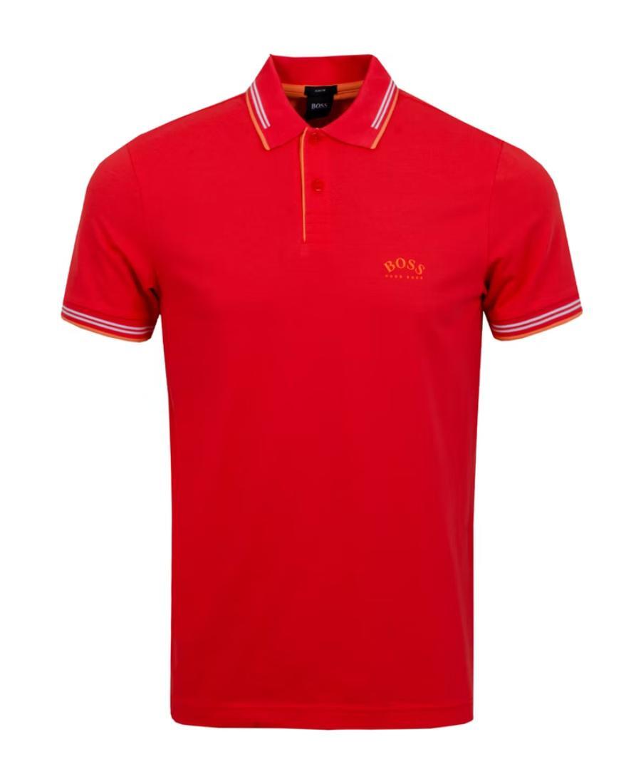 HUGO BOSS Paul Curved Polo Shirt In Red Product Image