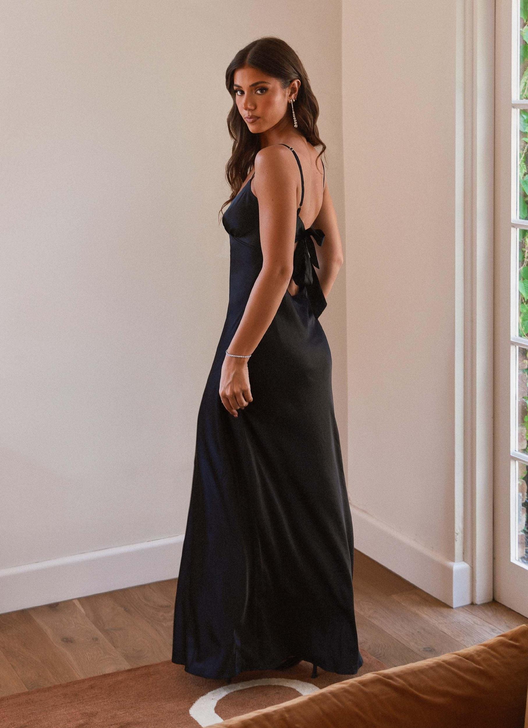 Flora Satin Maxi Dress - Midnight Product Image