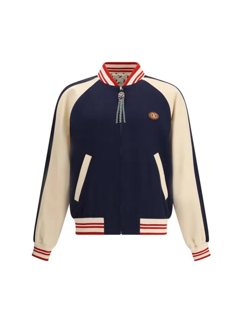 VALENTINO La Chat De La Maison Wool Bomber Jacket In Black Product Image