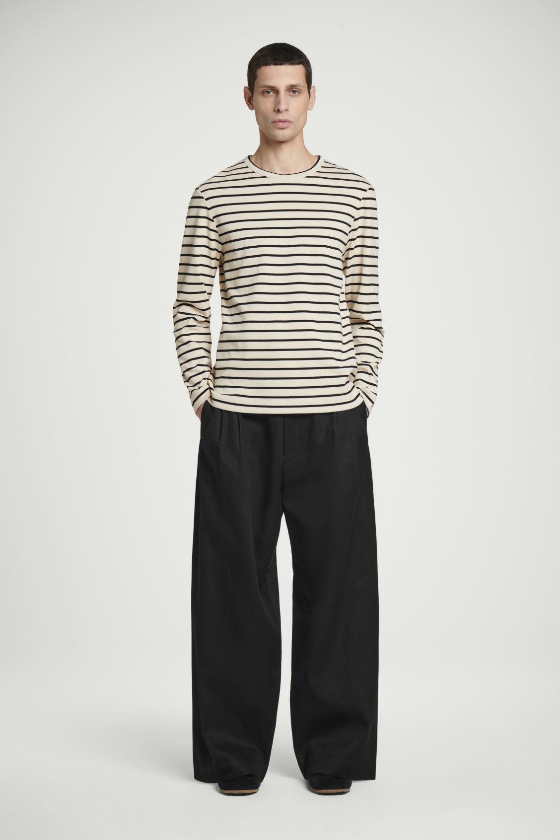 REGULAR STRIPED RIBBED LONG-SLEEVED T-SHIRT Product Image