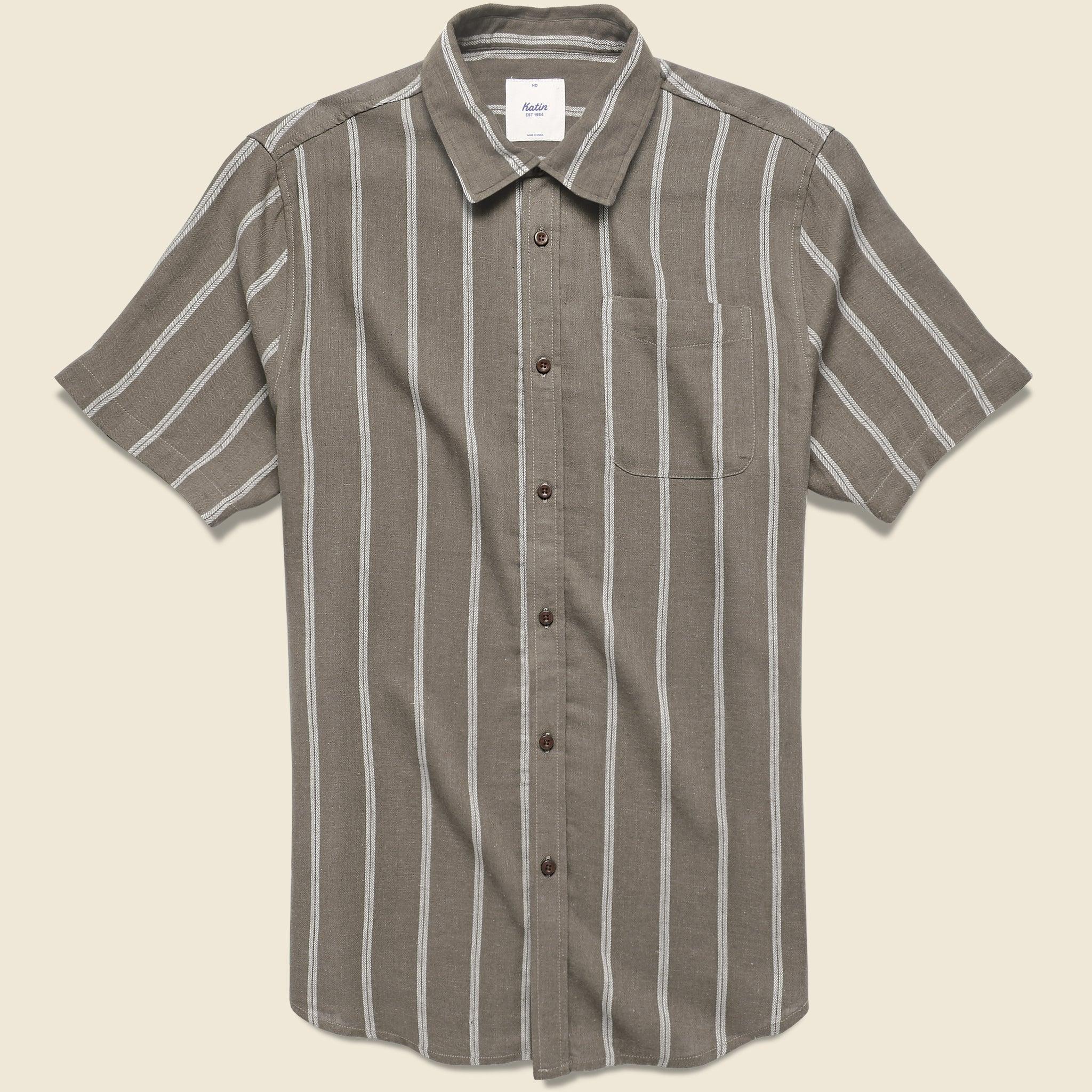 Alan Stripe Shirt - Gravel/White Product Image
