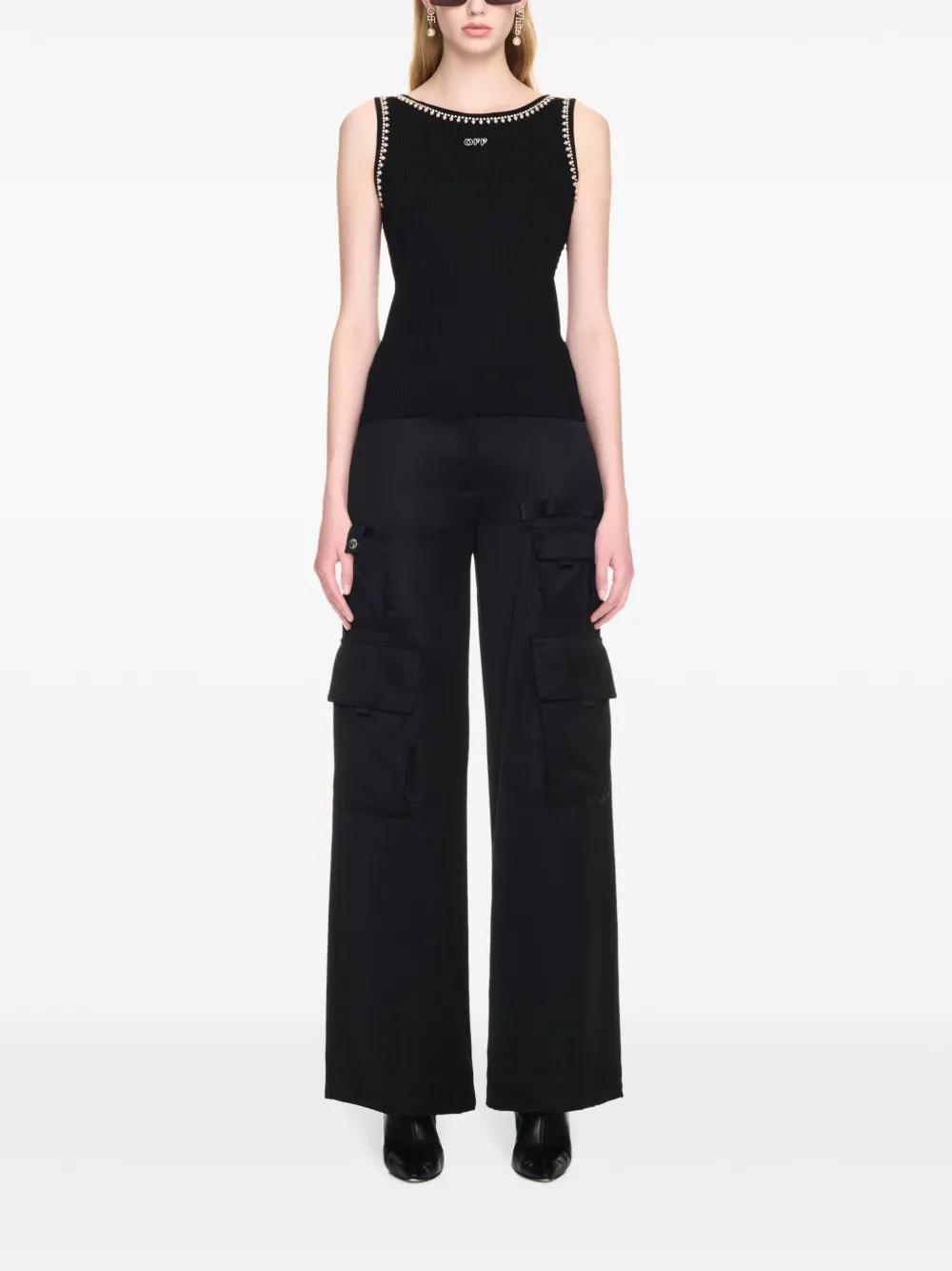 pearl-embellished ribbed tank top Product Image