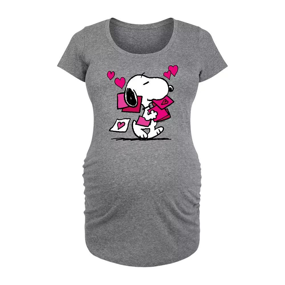 Maternity Peanuts Snoopy Valentine Cards Graphic Tee, Women's, Size: XL-Mat, Grey Gray Product Image