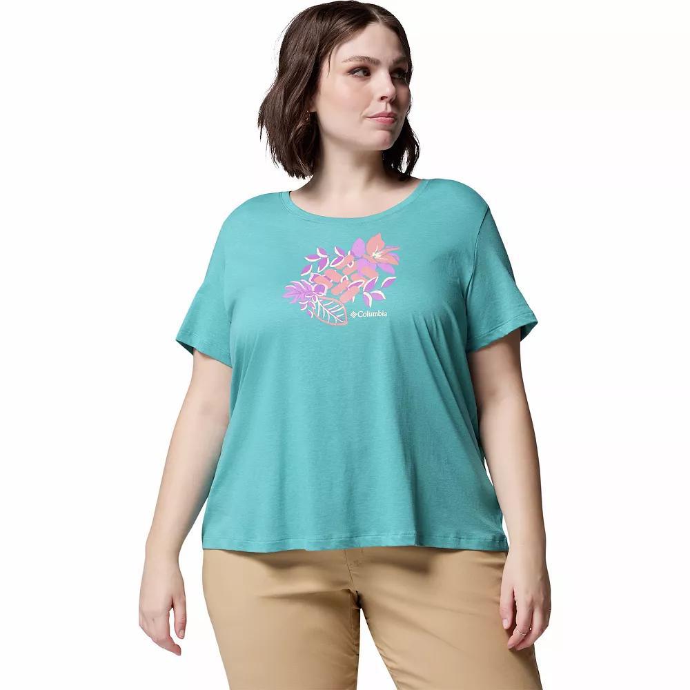 Plus Size Columbia Ruby Springs Graphic Scoop Neck Short Sleeve Tee, Women's, Size: 2XL, Salt Product Image