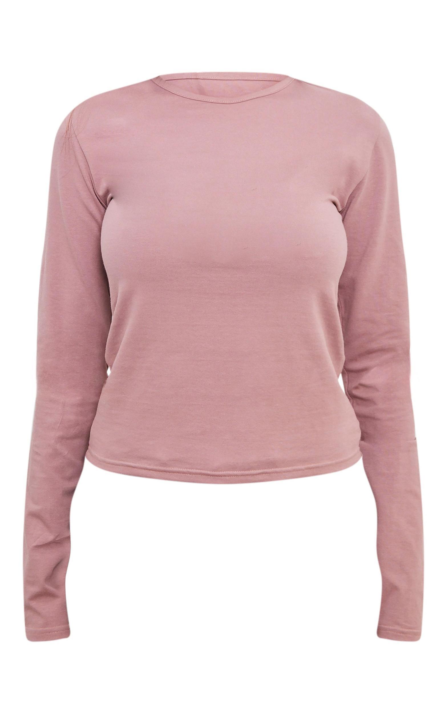 Mauve Premium Cotton Long Sleeve Fitted T-shirt Product Image