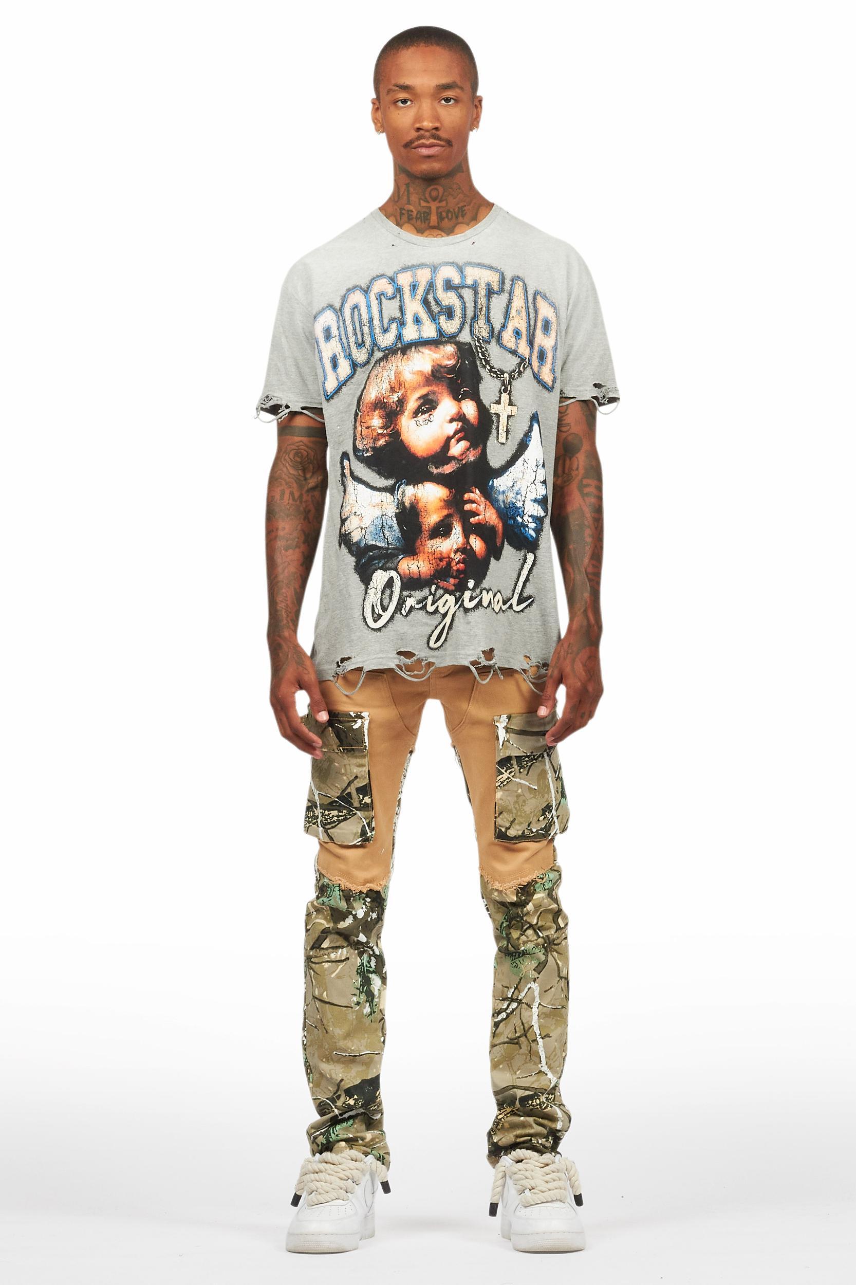 Deiter Heather Grey Oversized Graphic T-Shirt Male Product Image