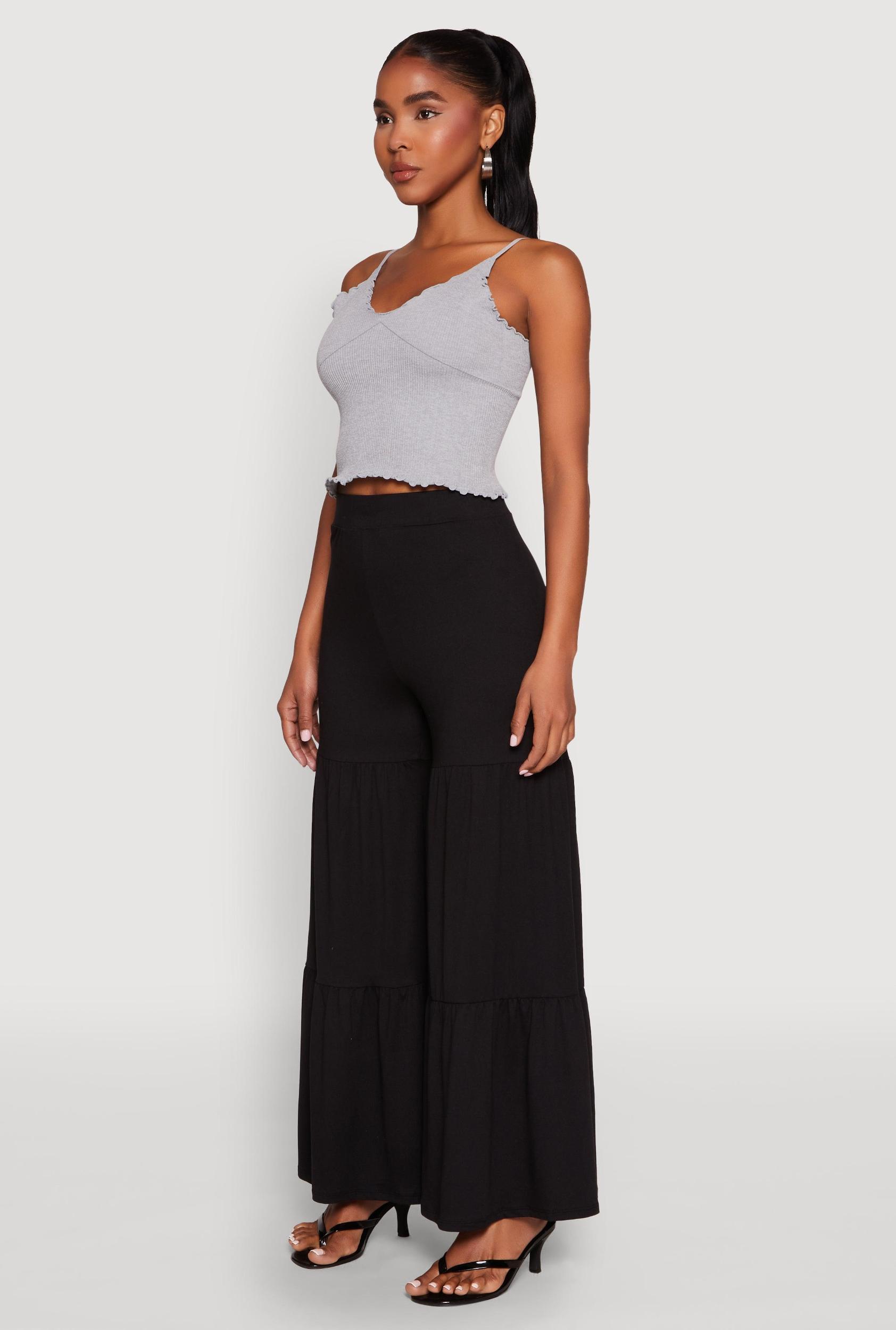 Womens High Waisted Tiered Palazzo Pants Product Image