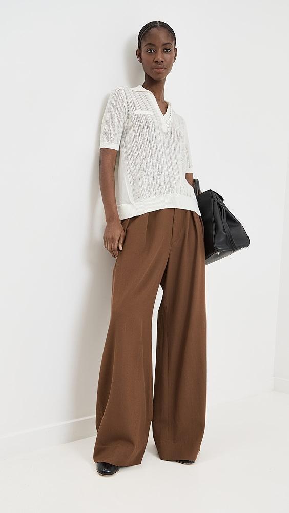 3.1 Phillip Lim Airy Open Cable Double Layer Polo with Pleated Chiffon | Shopbop Product Image