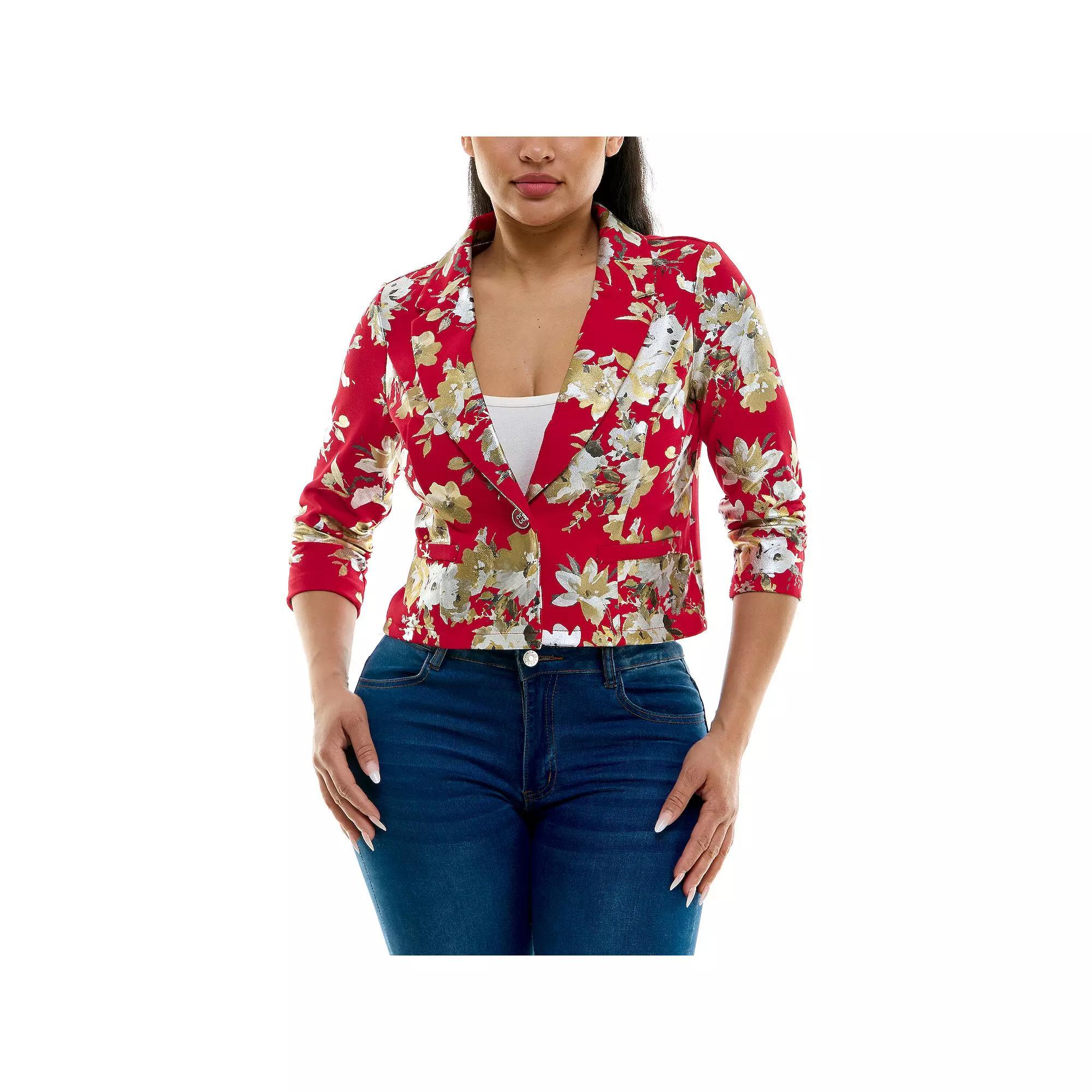 Women's Nina Leonard Foil Blazer, Size: XL, Blue Team Product Image